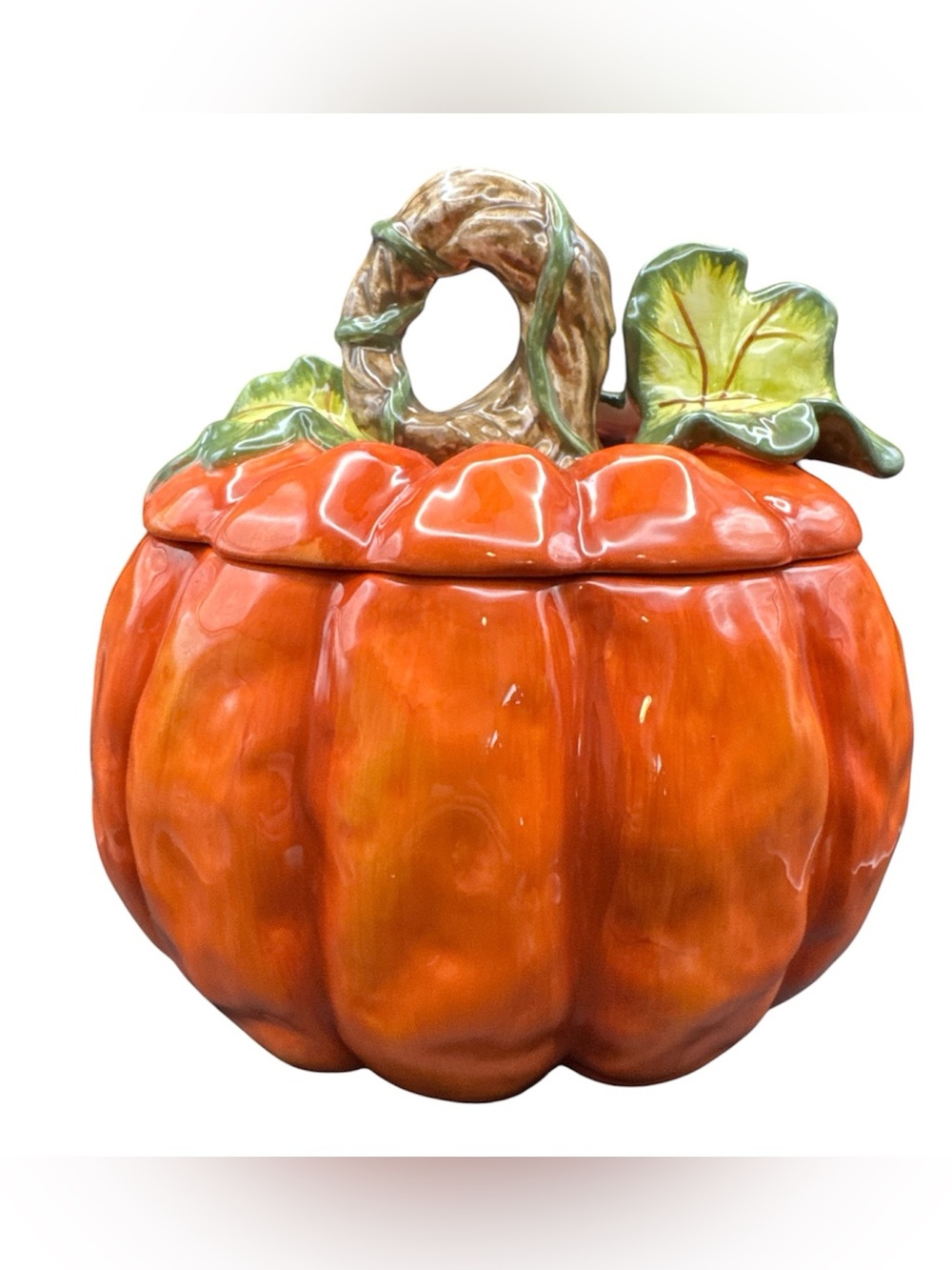 Vintage Lidded Ceramic Pumpkin Tureen:Cookie Jar - Picture 2 of 6